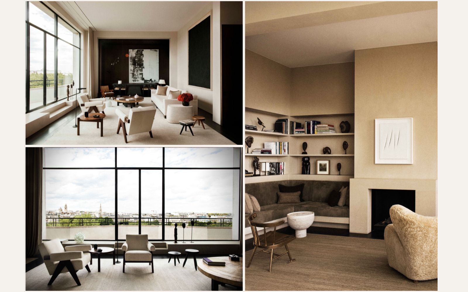 Vincent Van Duysen residential interior — pale plaster, smoke-toned oak, restrained material palette.